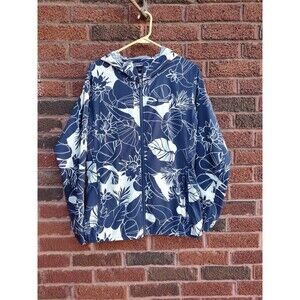 Patagonia Women's Bajadas Hoody Size Large Blue Floral Lightweight Packable